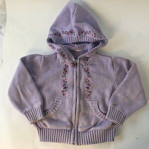 Girls Size 3 Y2K Hoodie Cotton Zip Sweater Butterfly Floral Purple Embroidered